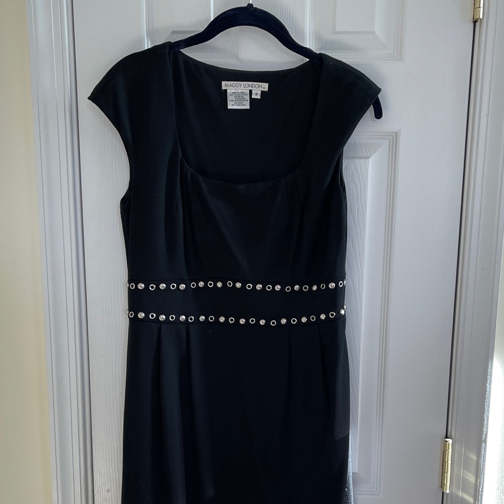 Maggy London Black Dress with Studded Waist
